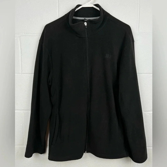 Starter Black Fleece Zip Up‎ Side Medium - Picture 1 of 4